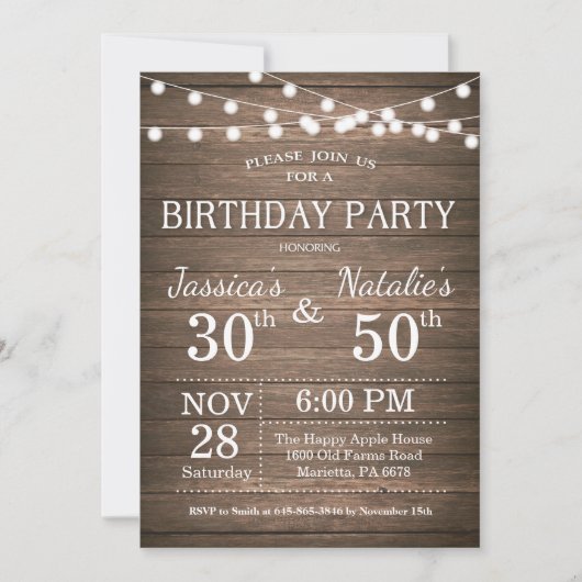 Invitation de fête d'anniversaire conjointe pour a (Devant)