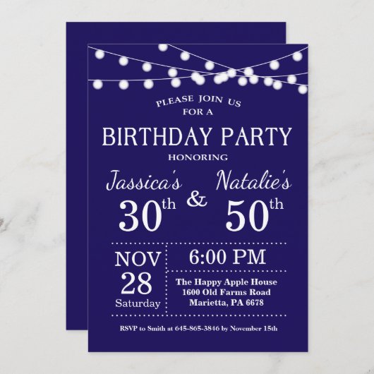 Invitation de fête d'anniversaire conjointe pour a (Devant / Derrière)