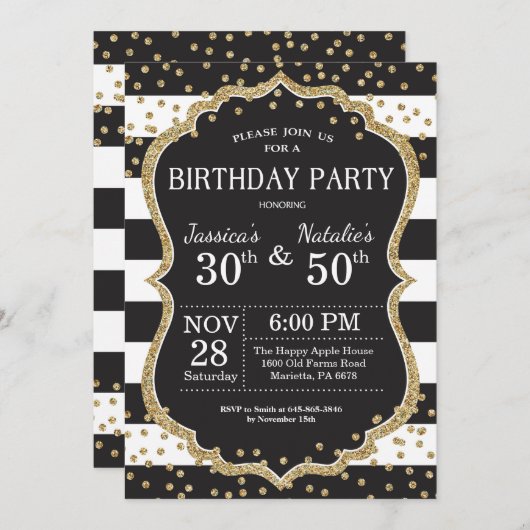 Invitation de fête d'anniversaire conjointe pour a (Devant / Derrière)