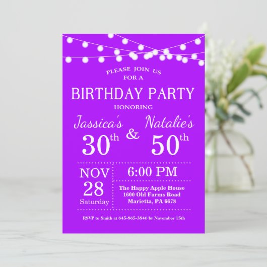 Invitation de fête d'anniversaire conjointe pour a (Debout devant)