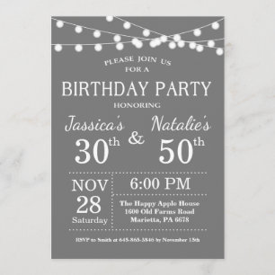 Invitation de fête d'anniversaire conjointe pour a