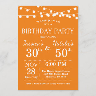 Invitation de fête d'anniversaire conjointe pour a