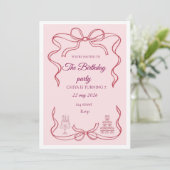 Invitation de fête d'anniversaire Coquette à ruban (Debout devant)