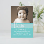 Invitation de fête d'anniversaire | Couleur bleue (Debout devant)