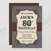 Invitation de fête d'anniversaire, couleur marron (Devant / Derrière)