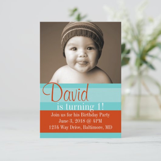 Invitation de fête d'anniversaire| Couleurs|blbr (Debout devant)