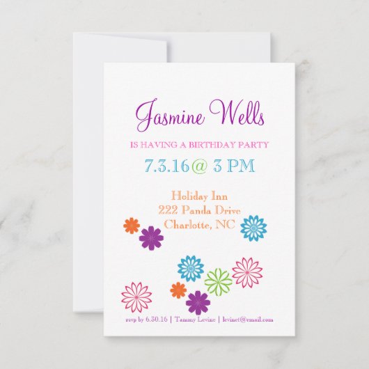 Invitation de fête d'anniversaire| Couleurs de Fun (Devant)