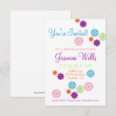 Invitation de fête d'anniversaire | Couleurs des c (Devant / Derrière)