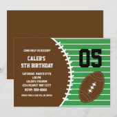 Invitation de fête d'anniversaire couturée de foot (Devant / Derrière)