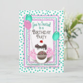 Invitation de fête d'anniversaire - Crème de glace (Debout devant)
