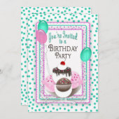 Invitation de fête d'anniversaire - Crème de glace (Devant / Derrière)