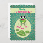 Invitation de fête d'anniversaire Cute Frog (Devant / Derrière)