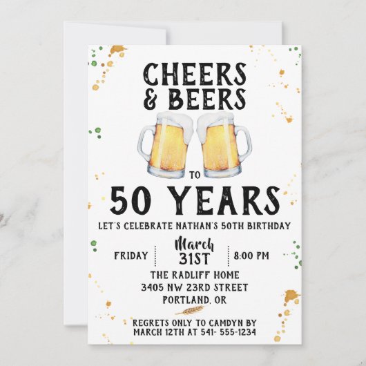 Invitation de fête d'anniversaire d'acclamations (Devant)