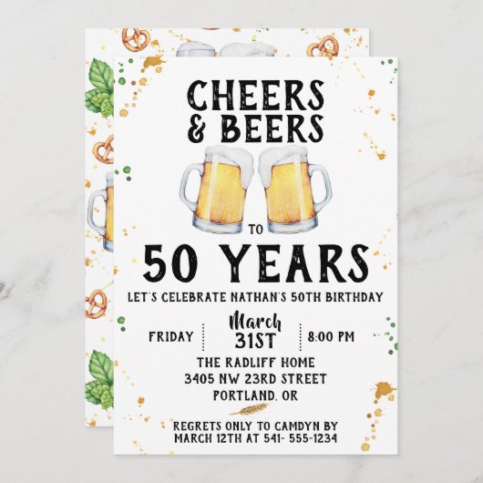 Invitation de fête d'anniversaire d'acclamations (Devant / Derrière)