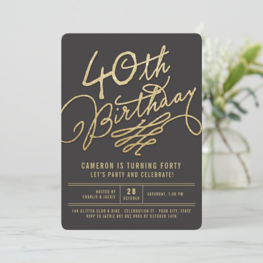 Invitation de fête d'anniversaire d'adulte (Debout devant)