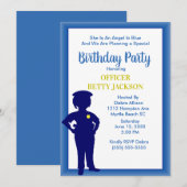 Invitation de fête d'anniversaire d'agente de poli (Devant / Derrière)