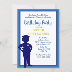 Invitation de fête d'anniversaire d'agente de poli