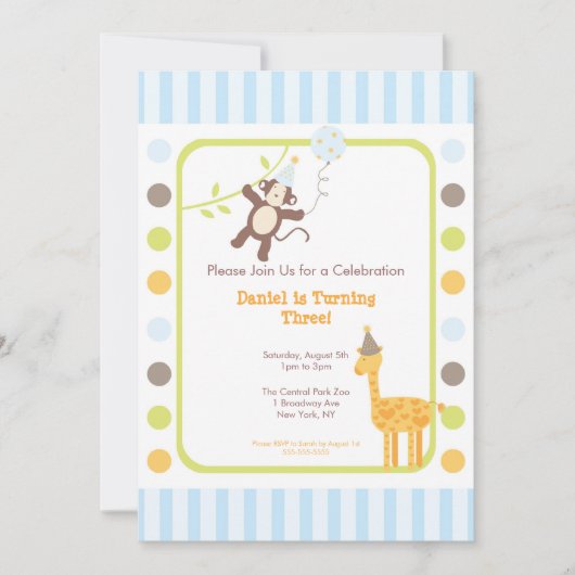 Invitation de fête d'anniversaire d'amusement de (Devant)