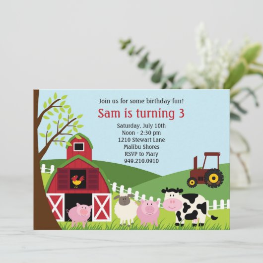 Invitation de fête d'anniversaire d'animaux de (Debout devant)