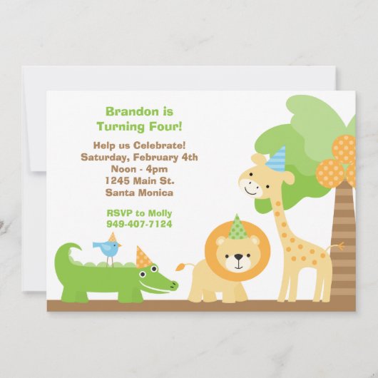 Invitation de fête d'anniversaire d'animaux de (Devant)