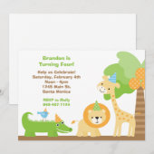 Invitation de fête d'anniversaire d'animaux de (Devant / Derrière)