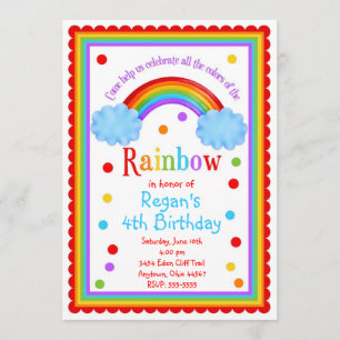 Invitation de fête d'anniversaire d'arc-en-ciel