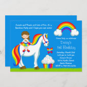 Invitation de fête d'anniversaire d'arc-en-ciel (Devant / Derrière)