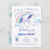 Invitation de fête d'anniversaire d'arc-en-ciel de (Devant / Derrière)