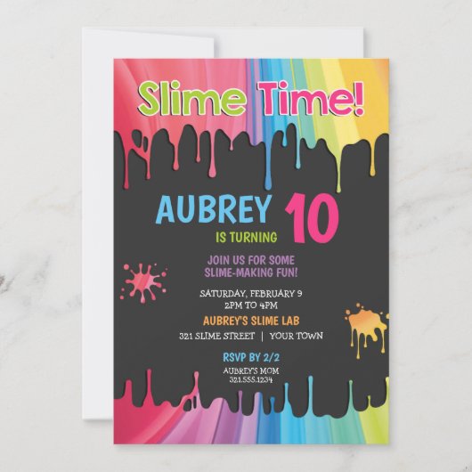 Invitation de fête d'anniversaire d'arc-en-ciel de (Devant)