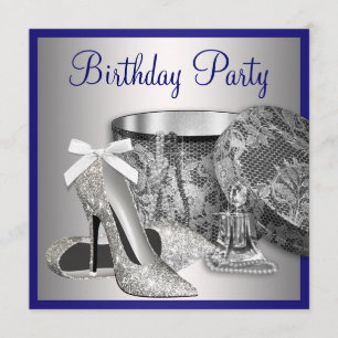 Invitation de fête d'anniversaire d'argent du bleu