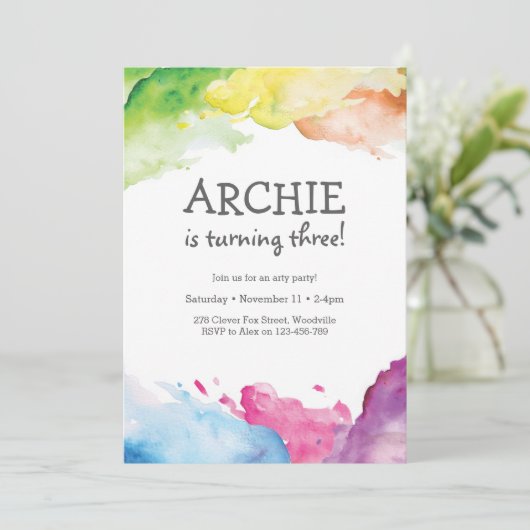 Invitation de fête d'anniversaire d'art (Debout devant)