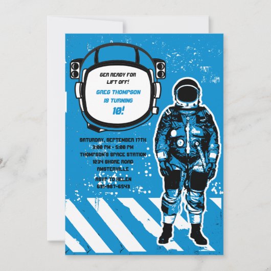 Invitation de fête d'anniversaire d'astronaute (Devant)