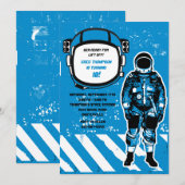 Invitation de fête d'anniversaire d'astronaute (Devant / Derrière)