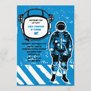 Invitation de fête d'anniversaire d'astronaute