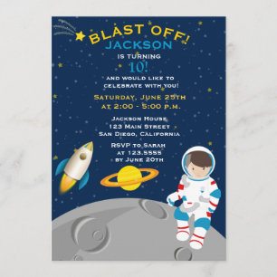 Invitation de fête d'anniversaire d'astronaute