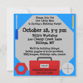 Invitation de fête d'anniversaire d'atelier (Dos)