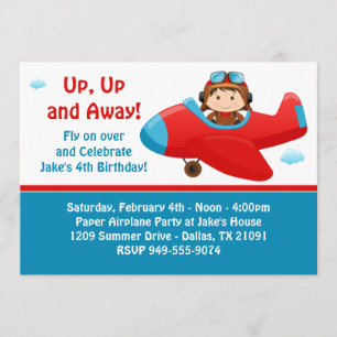 Invitation de fête d'anniversaire d'avion