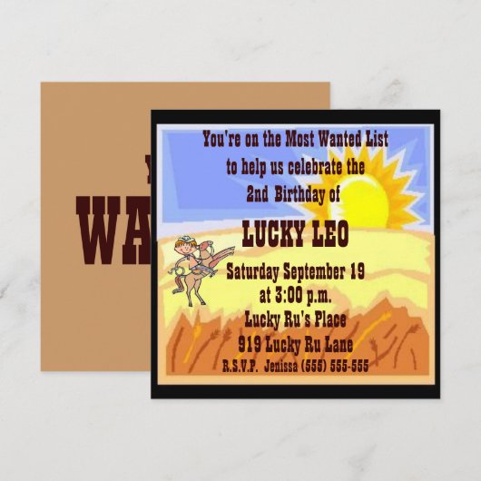 Invitation de fête d'anniversaire de (Devant / Derrière)