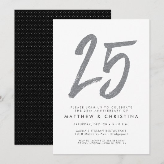 Invitation de fête d'anniversaire de 25 ans avec p (Devant / Derrière)
