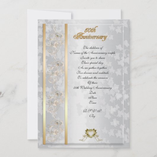 Invitation de fête d'anniversaire de 50 ans élégan (Devant)