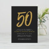 Invitation de fête d'anniversaire de 50 ans noir e (Debout devant)
