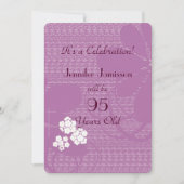 invitation de fête d'anniversaire de 95 ans violet (Devant)