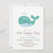 Invitation de fête d'anniversaire de baleine nauti (Devant)