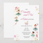 Invitation de fête d'anniversaire de Ballerina (Devant / Derrière)
