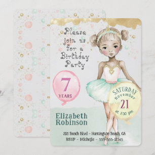 Invitation de fête d'anniversaire de Ballerina