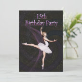Invitation de fête d'anniversaire de ballerine (Debout devant)