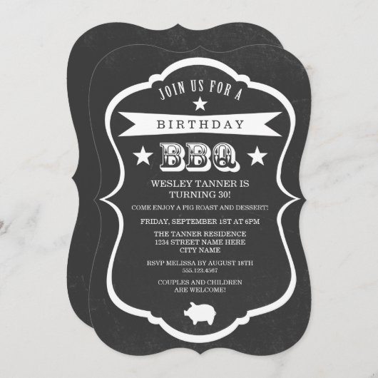 Invitation de fête d'anniversaire de barbecue de (Devant / Derrière)