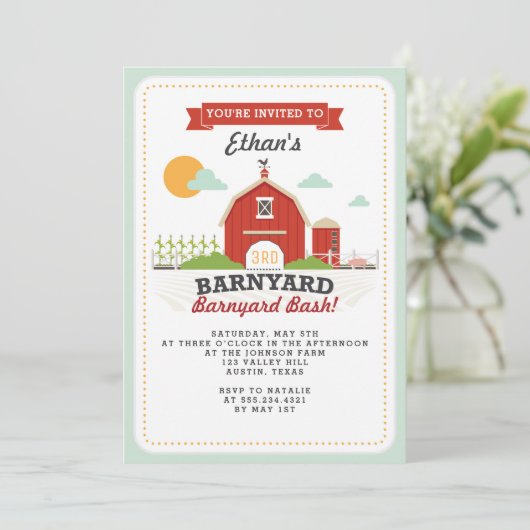 Invitation de fête d'anniversaire de Barnyard (Debout devant)