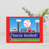Invitation de fête d'anniversaire de base-ball de (Debout devant)