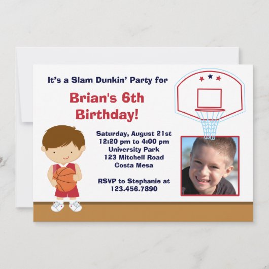 Invitation de fête d'anniversaire de basket-ball (Devant)
